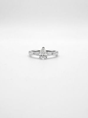 0.55ct Baguette & Pear Natural Diamond Platinum Trilogy Ring TRL32362