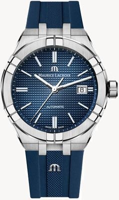 Maurice Lacroix Aikon Automatic (42mm) Blue Clous de Paris Dial / Blue Rubber AI6008-SS000-430-4