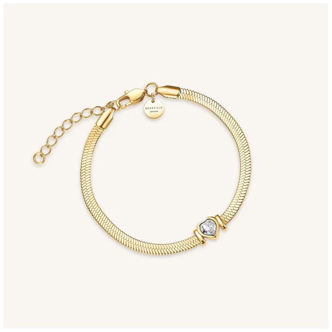 Rosefield Jewellery JBSWG-J1010 Snake White Heart Gold