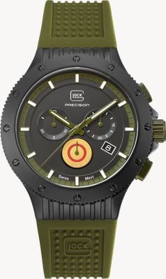 GLOCK Precision Limited Edition Titanium Chronograph (44mm) Black Dial / Green Silicone Strap + Steel Mesh Bracelet GW-27-1-24