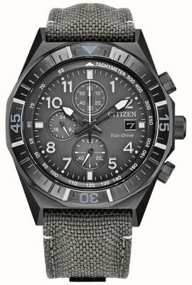 Citizen Eco-Drive Nighthawk Chronograph (42mm) Grey Dial / Grey Nylon Strap CA0897-04H