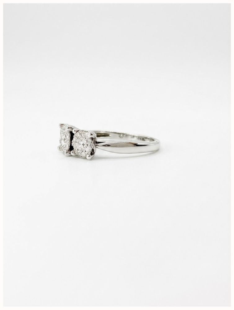Round Brilliant Natural Diamond 18ct White Gold Trilogy Ring JM2793 - alternate view 2