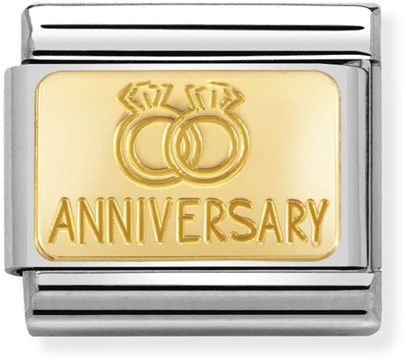 Nomination Classic Wedding Rings 18ct Gold & Steel Charm 030121/32
