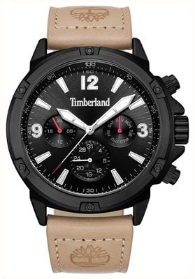Timberland Quartz Multi-Function (46mm) Black Dial / Tan Leather Strap TDWGF9002702