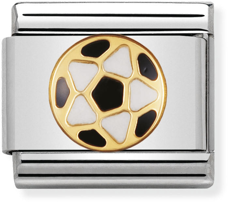 Nomination Classic Football 18ct Gold & Steel Enamel Charm 030204/17