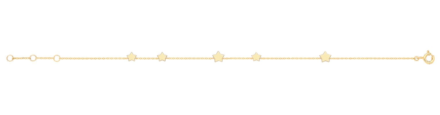 Treasure House BR659 Ladies 9ct Yellow Gold Star Bracelet Jewellery