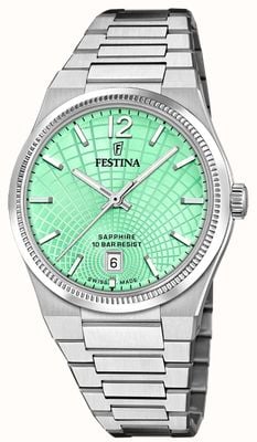 Festina Swiss Made Rivé Quartz (35mm) Green Dial / Stainless Steel Bracelet F20052/4