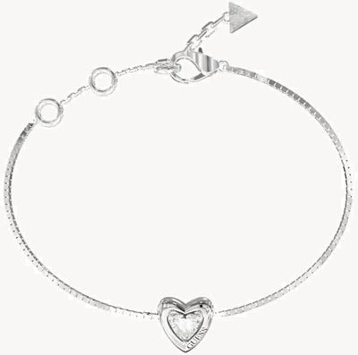 Guess Beloved Crystal Heart Silver Bracelet UBB06017RHL