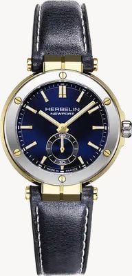 Herbelin Newport Quartz Small-Seconds (35mm) Blue Sunray Dial / Navy Blue Leather Strap 18289T1N35