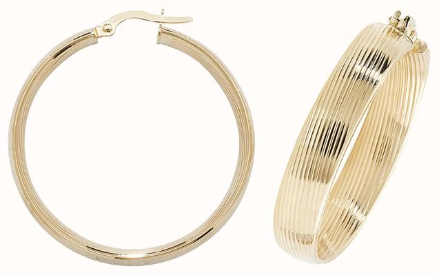 James Moore TH 9ct Yellow Gold 30mm Hoop Earrings ER1057-30