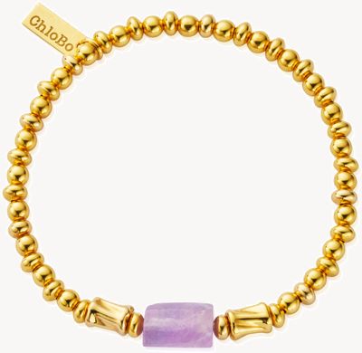 ChloBo Calming Spirit Stone Bracelet - Amethyst - 18ct Gold Plated (18cm) GBSSLA