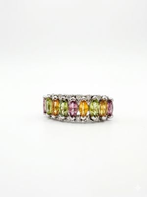 Pre-owned 9ct White Gold Diamond And Marquise Multistone Ring J40969