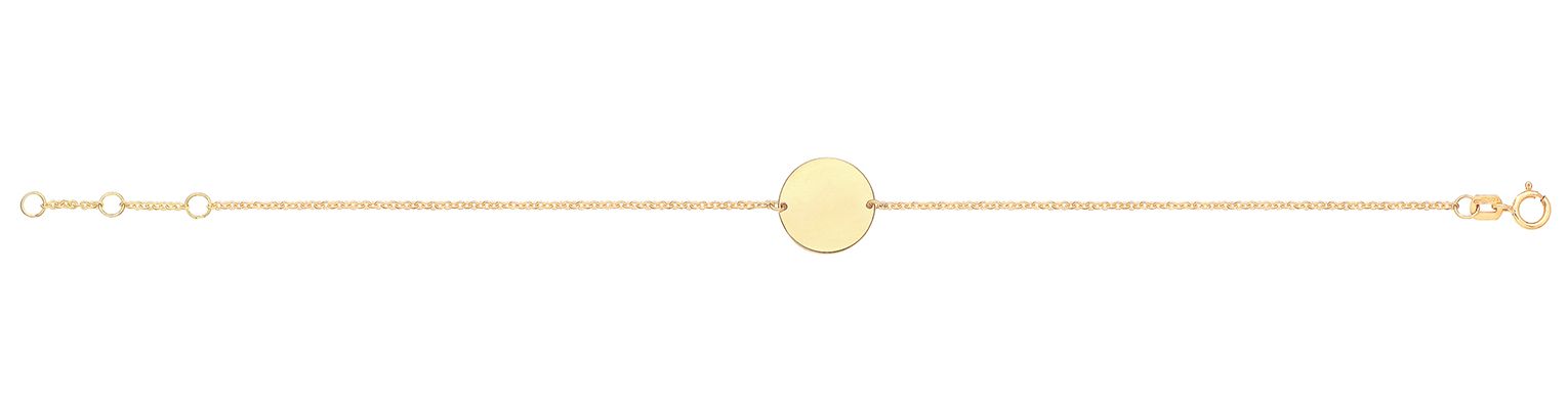 James Moore TH BR667 Ladies Yellow Gold 7" Disc ID Bracelet Jewellery