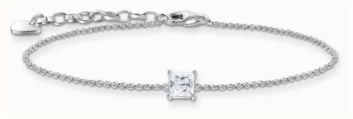 Thomas Sabo Women's Sterling Silver Square Zirconia Bracelet 19cm A2158-051-14-L19V