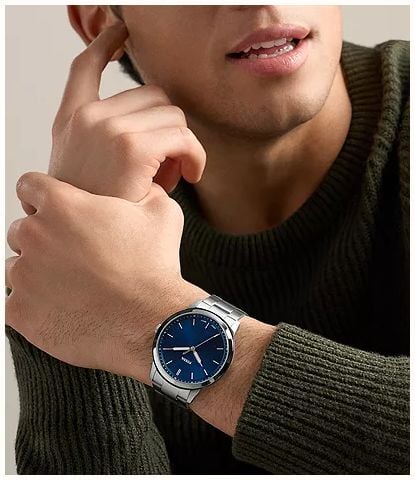 Fossil Minimalist 44 mm Three-Hand Blue Dial Stainless Steel Watch FS6180 - alternate view 7
