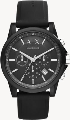 Armani Exchange Men's Black Chronograph Dial | Black Silicone Strap AX1326