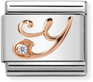 Nomination Classic Letter Y 9ct Rose Gold & Steel Charm 430310/25