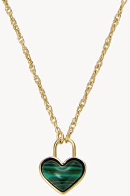 Fossil Sutton Modern Meadows Reconstituted Malachite Heart Pendant Necklace JF04857710