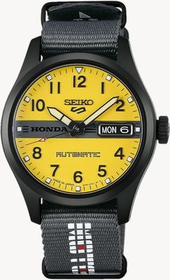 Seiko 5 Sports x Honda Motocompo Limited Edition (36.4mm) Yellow Dial / Grey Nylon Strap HDB010K1
