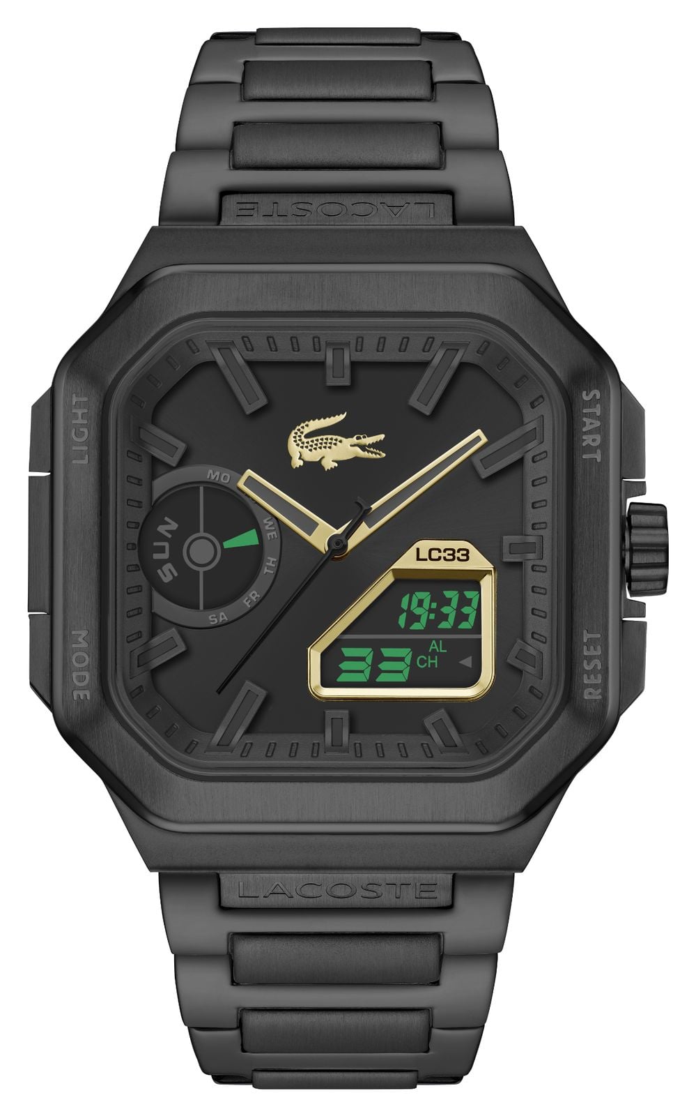 Lacoste 2011532 Black Stainless Steel Bracelet Black Gold Watch
