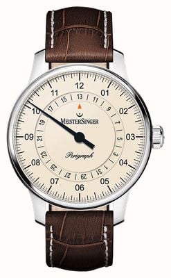 MeisterSinger Perigraph (38mm) Ivory Dial / Brown Leather BM1103