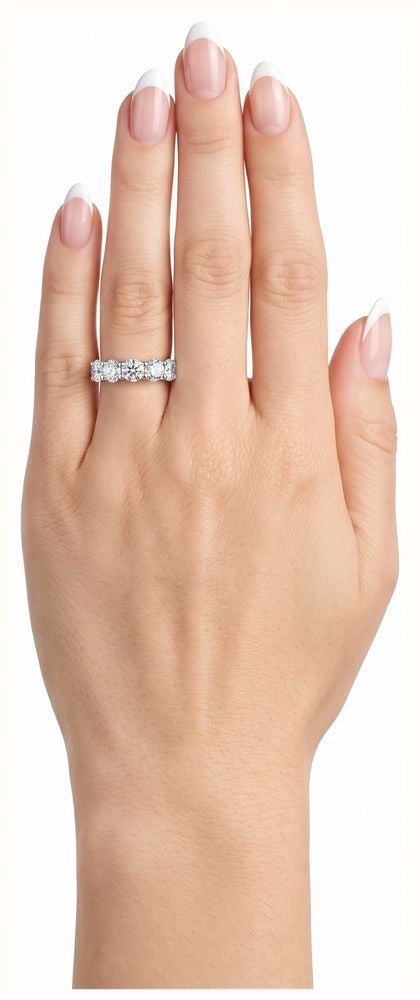 2ct Round Brilliant Natural Diamond Platinum Five Stone Ring RWP4415 - alternate view 4