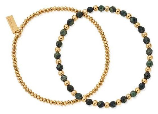 ChloBo GBSETKJM MAN Kambara Jasper Set of 2 Bracelets - Gold Jewellery