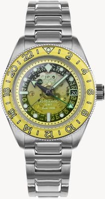 Out Of Order Limoncello Limited Edition Automatic GMT (40mm) Gradient Glass Dial / Stainless Steel Bracelet Watch OOO.001-25.LI.BAND.SS