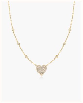 Ania Haie Gold Pavé Heart With Bezel Station Necklace N076-11G