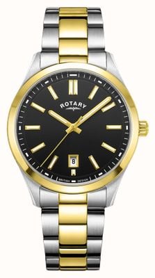 Rotary Contemporary Quartz (40mm) Black Dial / Two-Tone Stainless Steel Bracelet GB05521/04