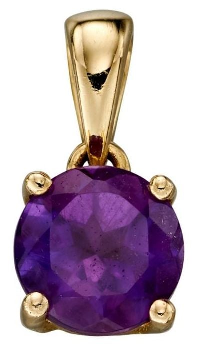 Elements Gold GP2190 9k Y/gold Amethyst Birthstone Pendant Jewellery