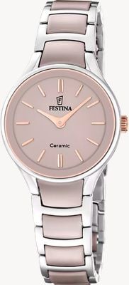 Festina Ceramic Quartz (30.5mm) Pink Dial / Stainless Steel & Pink Ceramic Bracelet F20752/2
