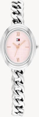 Tommy Hilfiger DEMI OVAL Three-Hand Quartz (21.5mm) Pink Dial / Stainless Steel Bracelet 1782876