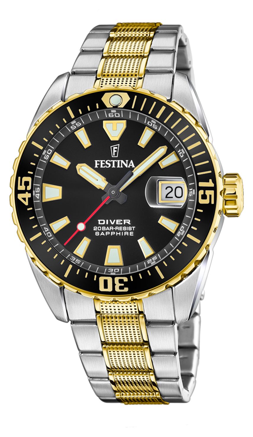 Festina F20706/3 The Original Diver (41mm) Black Dial / Two- Watch