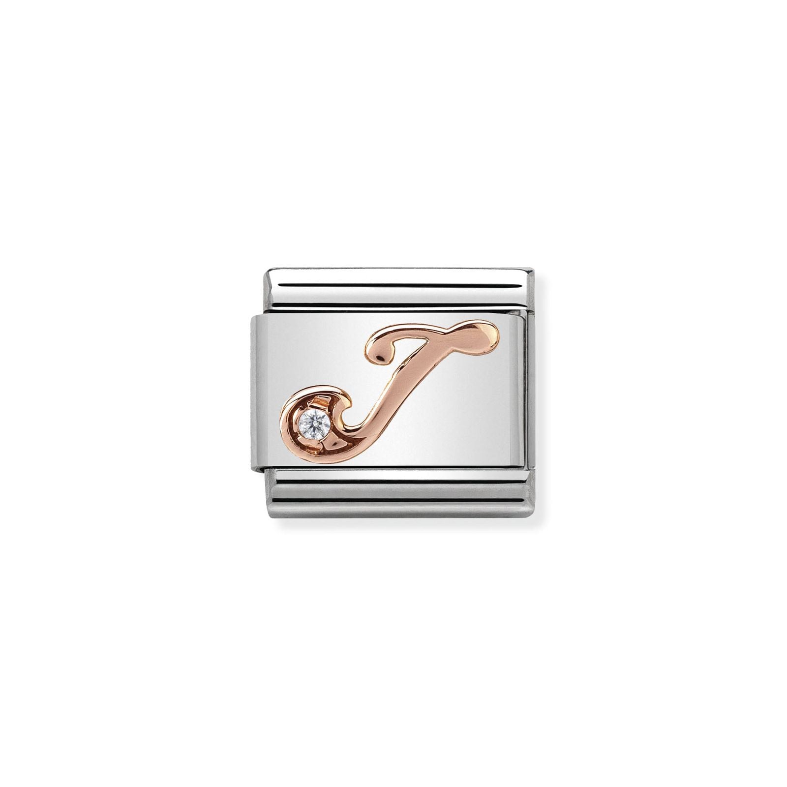 Nomination 430310/10 Classic Letter J 9ct Rose Gold & Steel Jewellery