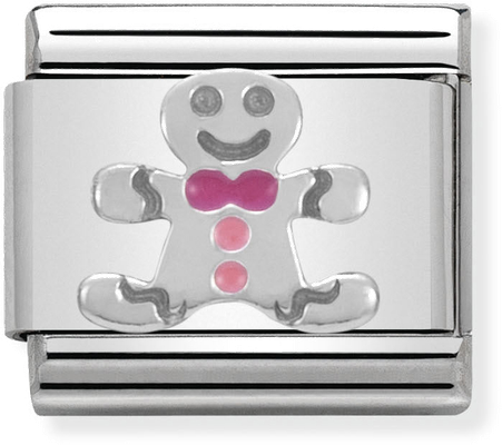 Nomination Classic Gingerbread Man Sterling Silver & Steel Enamel Charm 330204/09
