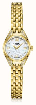 Rotary Traditional Diamond Quartz (20mm) Mother of Pearl Dial / Gold PVD Stainless Steel Bracelet LB05143/41/D