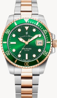 Jacques Du Manoir Pro Scuba (43mm) Green Dial / Two-Tone Stainless Steel Bracelet JWG02804