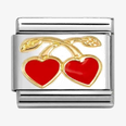 Nomination Classic LOVE Acciaio, Smalto E Oro 750 Ciliege Cuori ROSSI Charm 030207/55