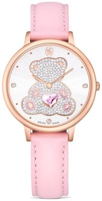 Swarovski Teddy Watch Quartz (35mm) Silver Dial / Pink Leather Strap 5739838