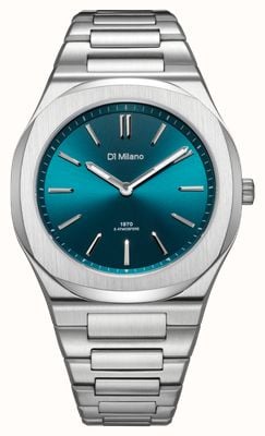 D1 Milano Ultra Thin Groovy Green (39mm) Petrol Green Sunray Dial / Stainless Steel Bracelet UHBJ03