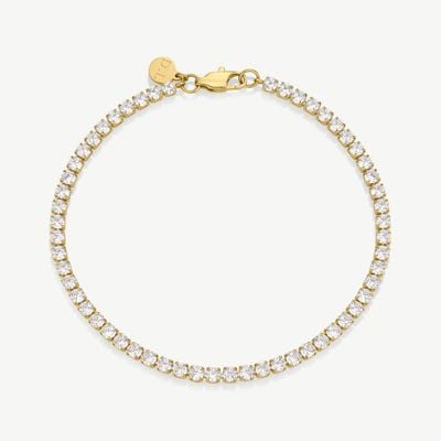 D.LOUISE Gold Tone White Stone Tennis Bracelet Size 18 GB-043-18