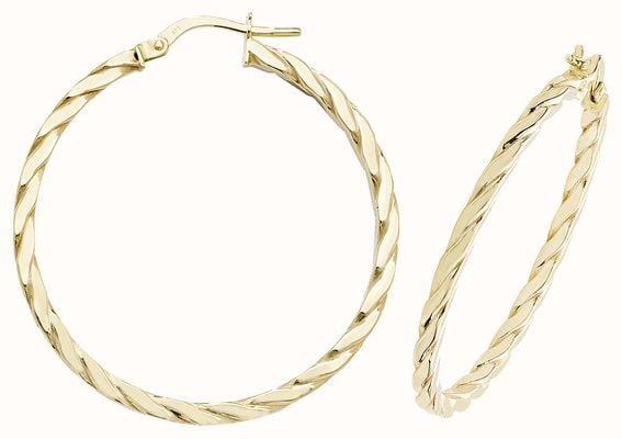 James Moore TH 9ct Yellow Gold 30mm Hoop Earrings ER1041-30