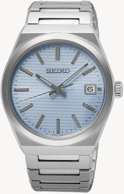 Seiko Essential Time (38.9mm) Sky Blue Dial / Stainless Steel Bracelet SUR599P1