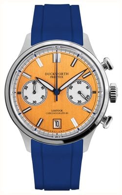 Duckworth Prestex Lostock Quartz Chronograph (40mm) Orange Sport Dial / Blue Rubber Strap D547-05 DR