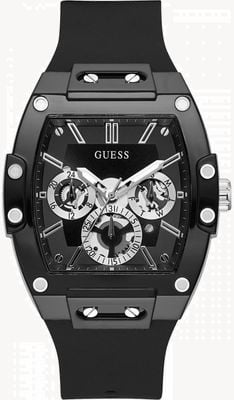 Guess Phoenix | Men's Black Silicone Strap | Black Dial GW0203G3