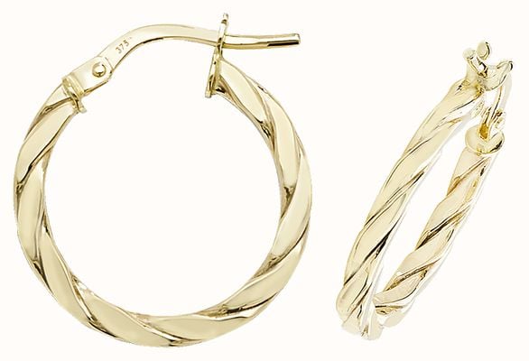 James Moore TH 9ct Yellow Gold 15mm Hoop Earrings ER1041-15