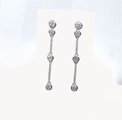 18ct W/g Dia Boodle Style Drop Earrings .75ct J47853