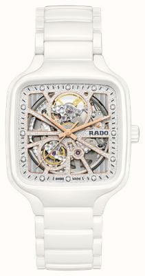 RADO True Square Automatic Open Heart Sparkling (38mm) White Dial / White High-Tech Ceramic Bracelet R27073722
