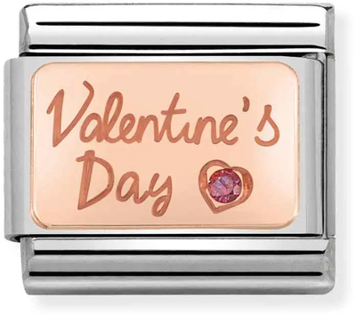 Nomination ENGRAVED In Stainless Steel With 9k Rose Gold And CZ Valentine's Day Charm 430316/02